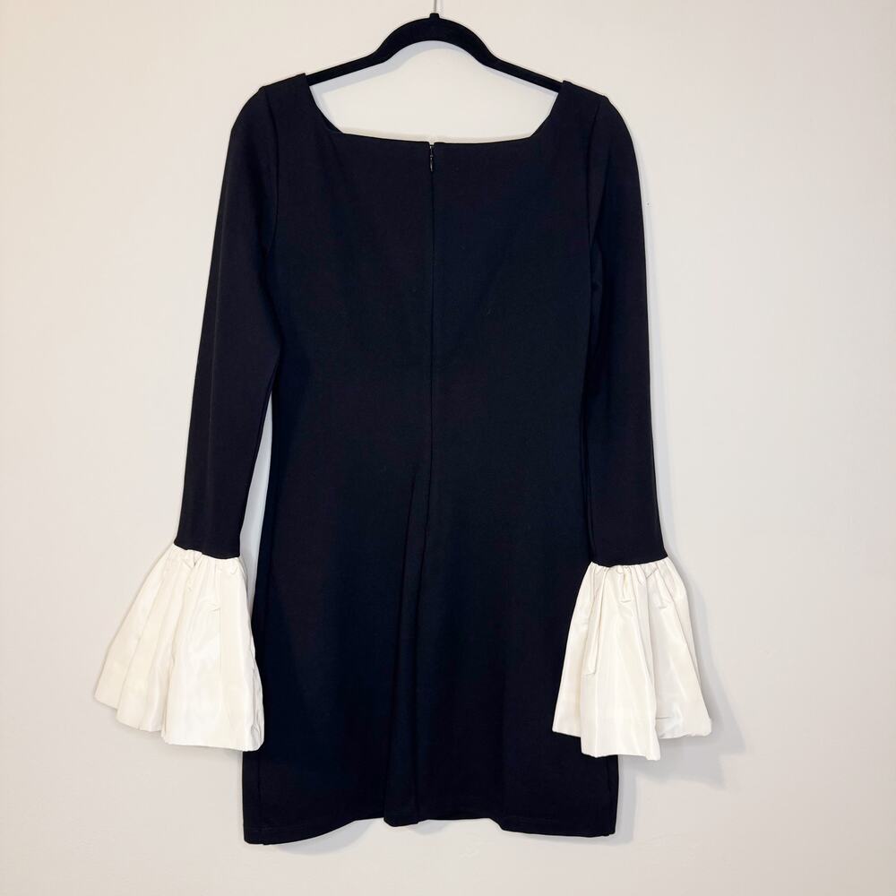 Staud Hawthorne taffeta-trimmed stretch-ponte bell cuff mini dress Medium - Picture 5 of 10